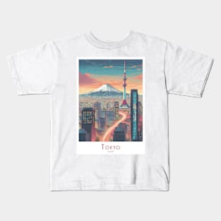 Japan - Tokyo Skyline Sunset Kids T-Shirt